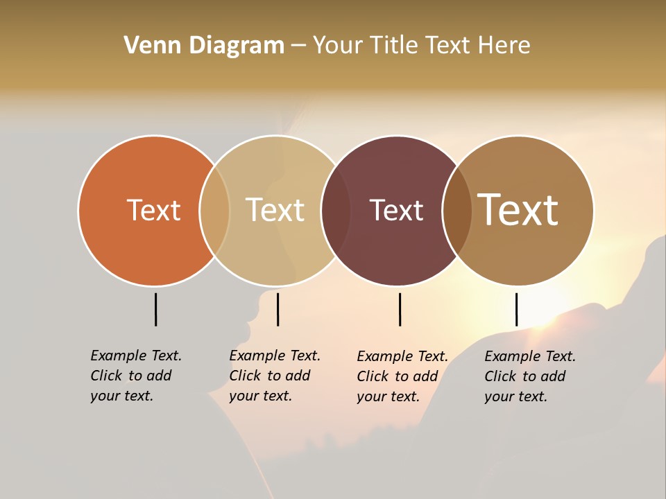 A Woman Holding A Cell Phone In Front Of A Sunset PowerPoint Template