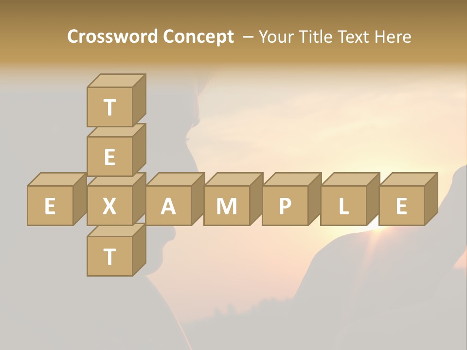 A Woman Holding A Cell Phone In Front Of A Sunset PowerPoint Template