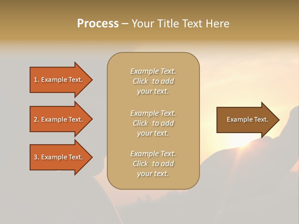 A Woman Holding A Cell Phone In Front Of A Sunset PowerPoint Template