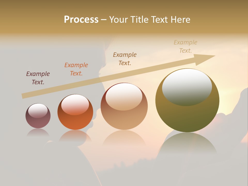 A Woman Holding A Cell Phone In Front Of A Sunset PowerPoint Template