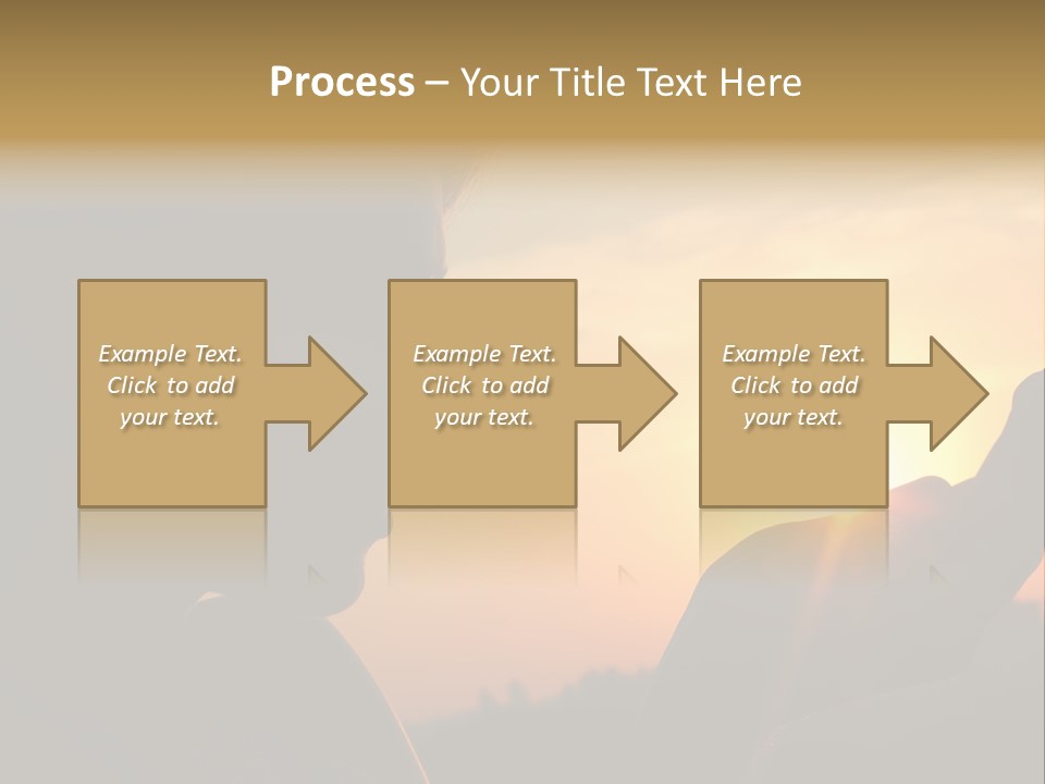A Woman Holding A Cell Phone In Front Of A Sunset PowerPoint Template