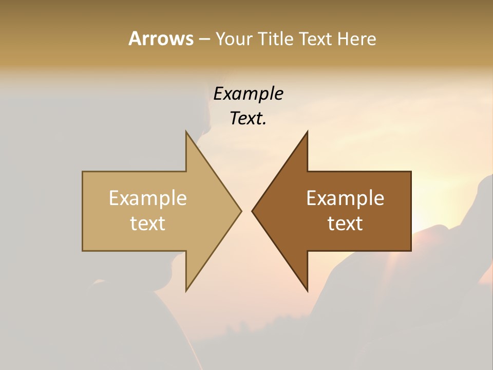 A Woman Holding A Cell Phone In Front Of A Sunset PowerPoint Template