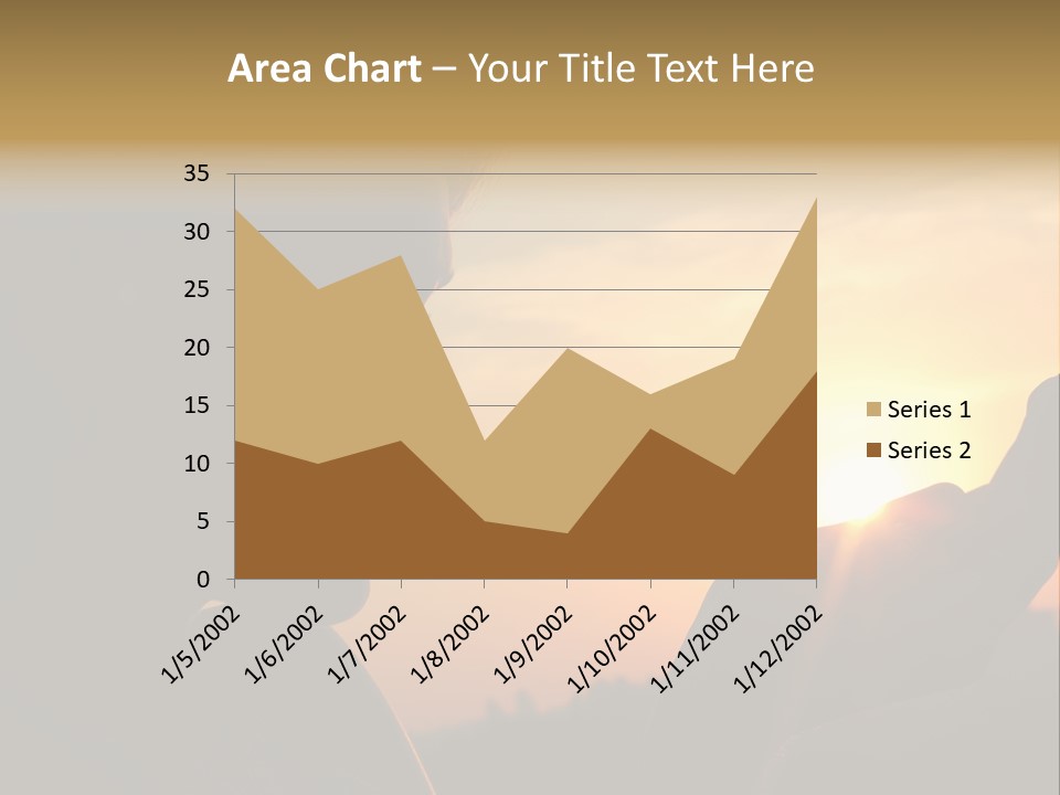 A Woman Holding A Cell Phone In Front Of A Sunset PowerPoint Template