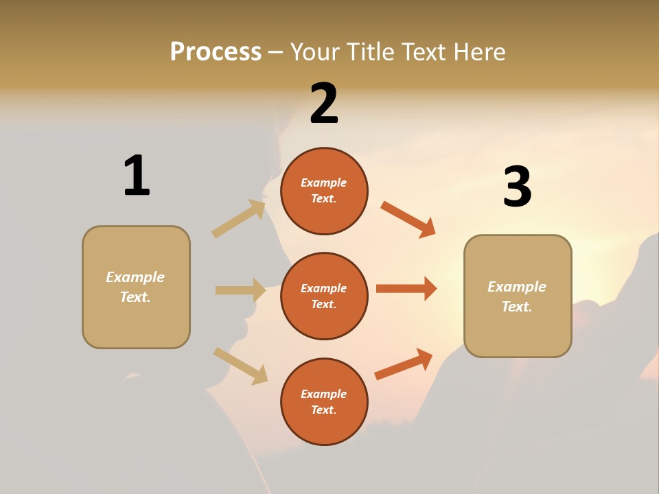A Woman Holding A Cell Phone In Front Of A Sunset PowerPoint Template