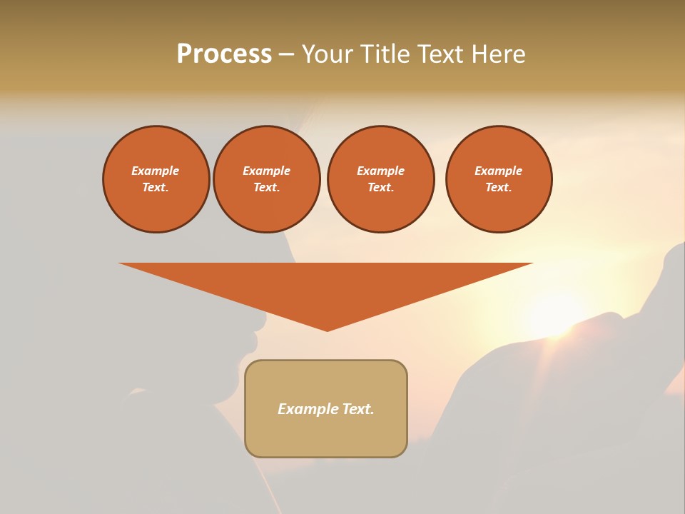 A Woman Holding A Cell Phone In Front Of A Sunset PowerPoint Template