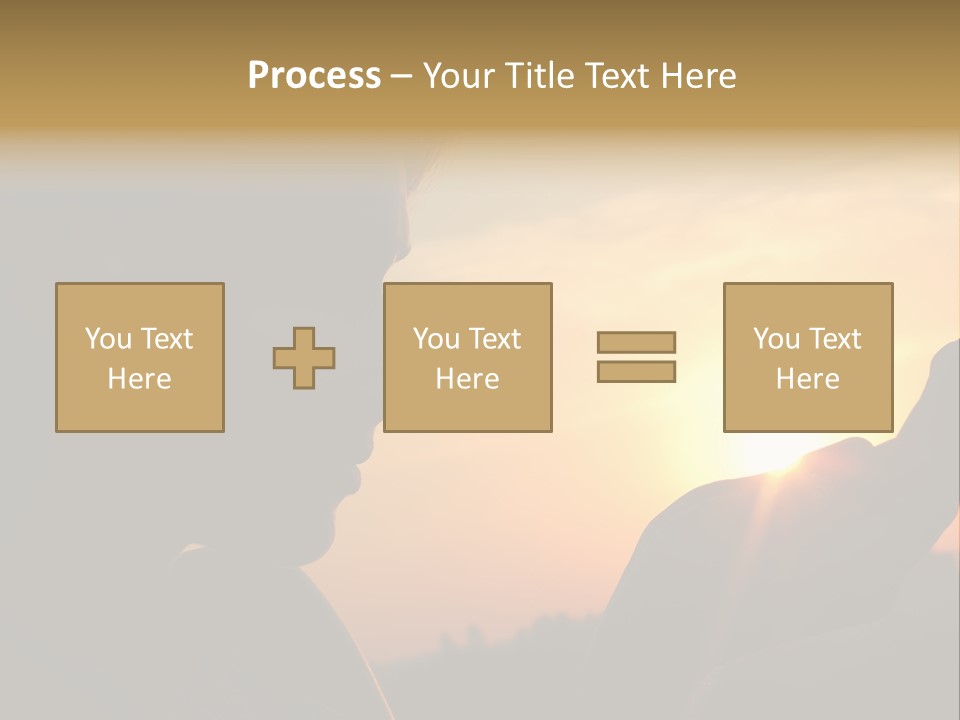 A Woman Holding A Cell Phone In Front Of A Sunset PowerPoint Template