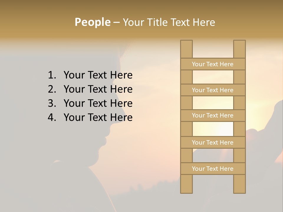 A Woman Holding A Cell Phone In Front Of A Sunset PowerPoint Template