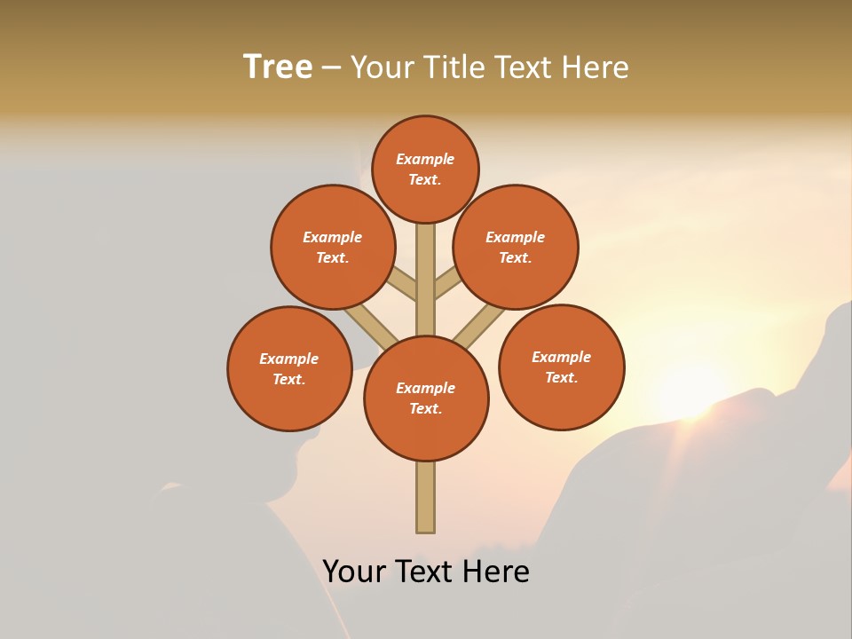 A Woman Holding A Cell Phone In Front Of A Sunset PowerPoint Template