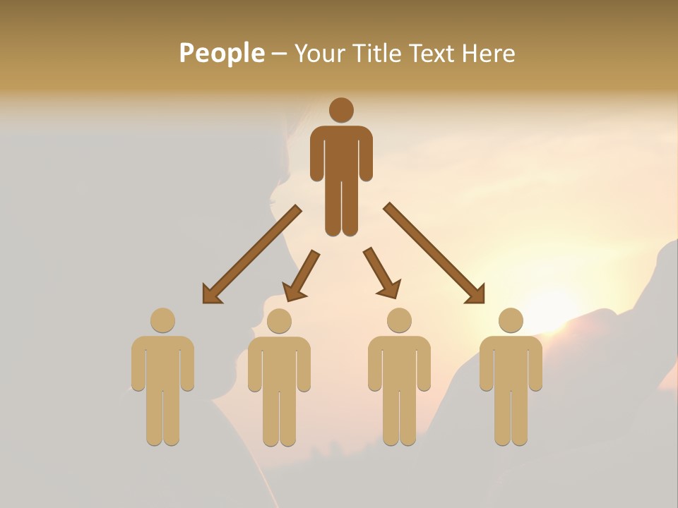 A Woman Holding A Cell Phone In Front Of A Sunset PowerPoint Template