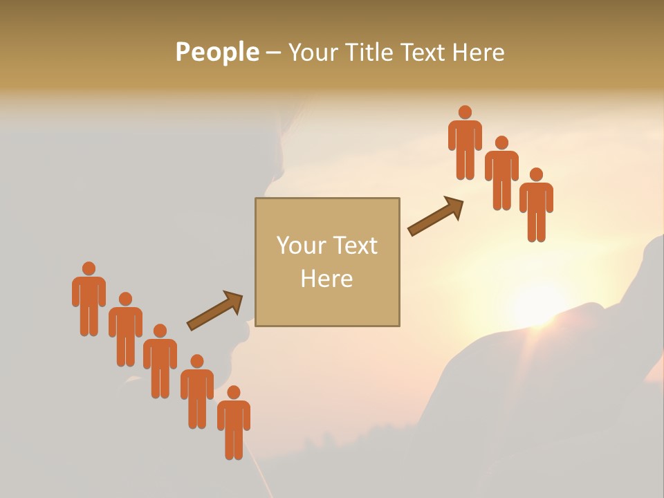 A Woman Holding A Cell Phone In Front Of A Sunset PowerPoint Template