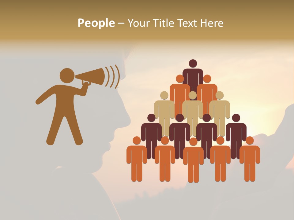 A Woman Holding A Cell Phone In Front Of A Sunset PowerPoint Template