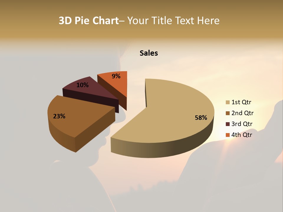 A Woman Holding A Cell Phone In Front Of A Sunset PowerPoint Template