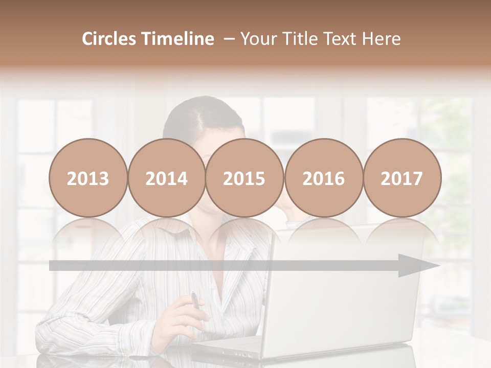 Young Woman Calls On Cellphone Over A Laptop Computer. There Is Morning At Home In A Light And Clean Living Room Dominated By White And Soft Tones. PowerPoint Template