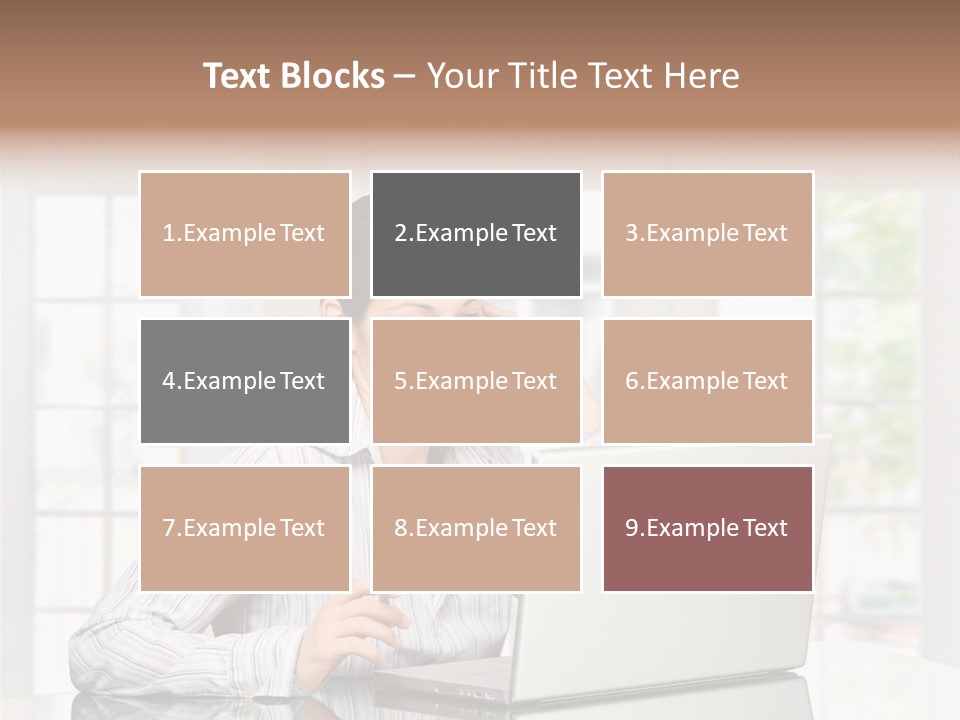 Young Woman Calls On Cellphone Over A Laptop Computer. There Is Morning At Home In A Light And Clean Living Room Dominated By White And Soft Tones. PowerPoint Template