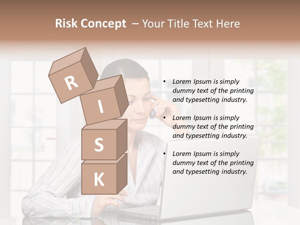 Young Woman Calls On Cellphone Over A Laptop Computer. There Is Morning At Home In A Light And Clean Living Room Dominated By White And Soft Tones. PowerPoint Template