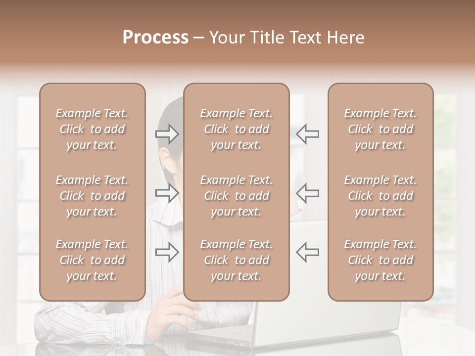 Young Woman Calls On Cellphone Over A Laptop Computer. There Is Morning At Home In A Light And Clean Living Room Dominated By White And Soft Tones. PowerPoint Template