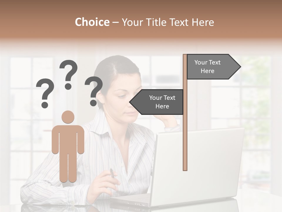 Young Woman Calls On Cellphone Over A Laptop Computer. There Is Morning At Home In A Light And Clean Living Room Dominated By White And Soft Tones. PowerPoint Template