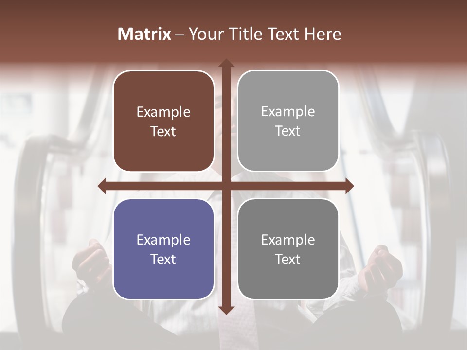 Businessman Meditating In Lotus Position In Front Of An Escalator Indoor. PowerPoint Template