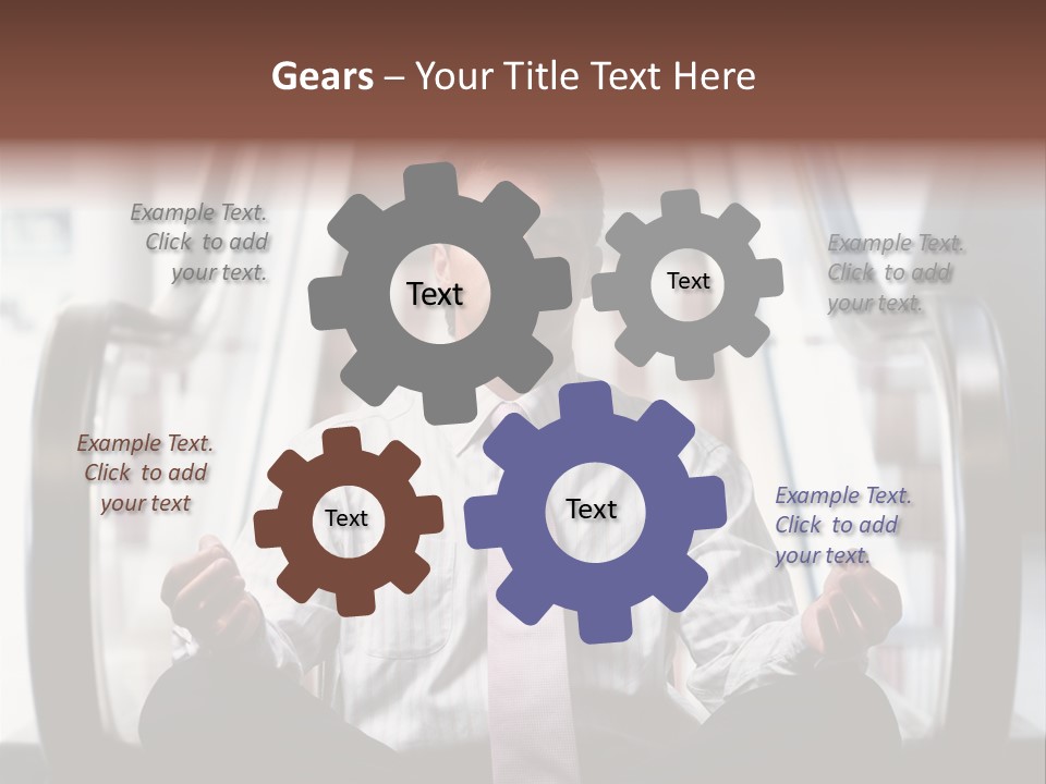 Businessman Meditating In Lotus Position In Front Of An Escalator Indoor. PowerPoint Template