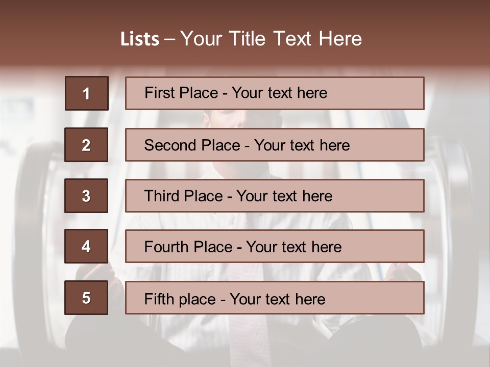 Businessman Meditating In Lotus Position In Front Of An Escalator Indoor. PowerPoint Template