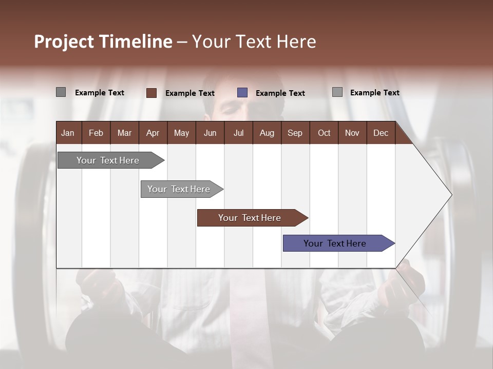 Businessman Meditating In Lotus Position In Front Of An Escalator Indoor. PowerPoint Template