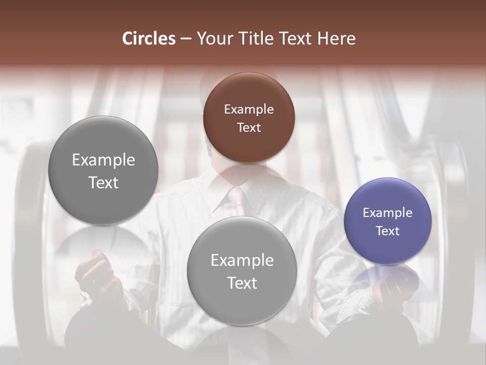 Businessman Meditating In Lotus Position In Front Of An Escalator Indoor. PowerPoint Template