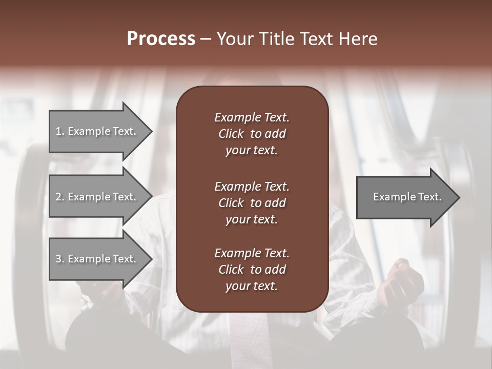 Businessman Meditating In Lotus Position In Front Of An Escalator Indoor. PowerPoint Template