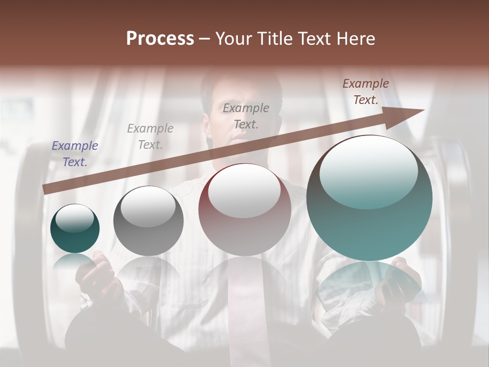Businessman Meditating In Lotus Position In Front Of An Escalator Indoor. PowerPoint Template
