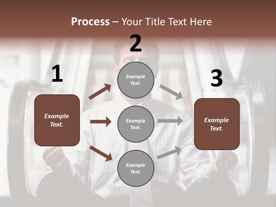 Businessman Meditating In Lotus Position In Front Of An Escalator Indoor. PowerPoint Template