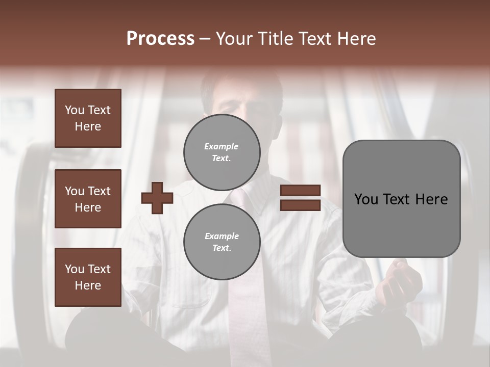 Businessman Meditating In Lotus Position In Front Of An Escalator Indoor. PowerPoint Template