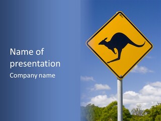 Australian Kangaroo Road Sign PowerPoint Template