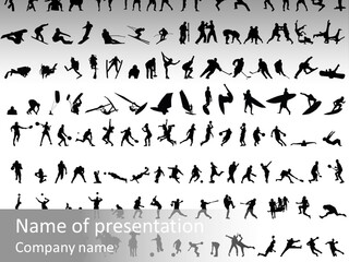 A Large Collection Of Silhouettes Of People PowerPoint Template