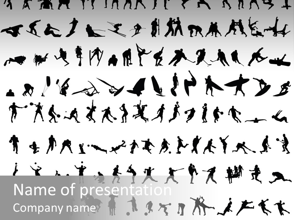 A Large Collection Of Silhouettes Of People PowerPoint Template