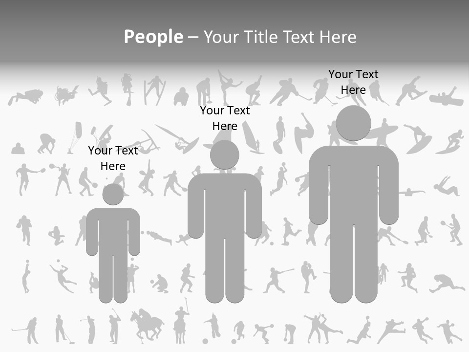 A Large Collection Of Silhouettes Of People PowerPoint Template