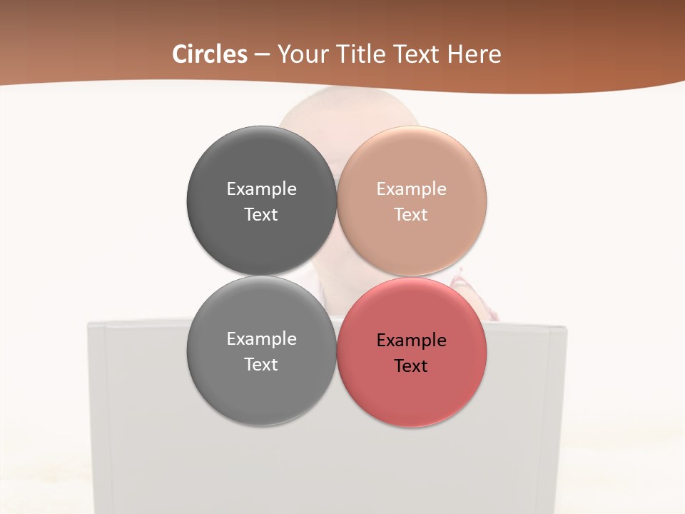 Baby Girl With Surprised Express Working On Laptop. Shot In Studio Over White. PowerPoint Template