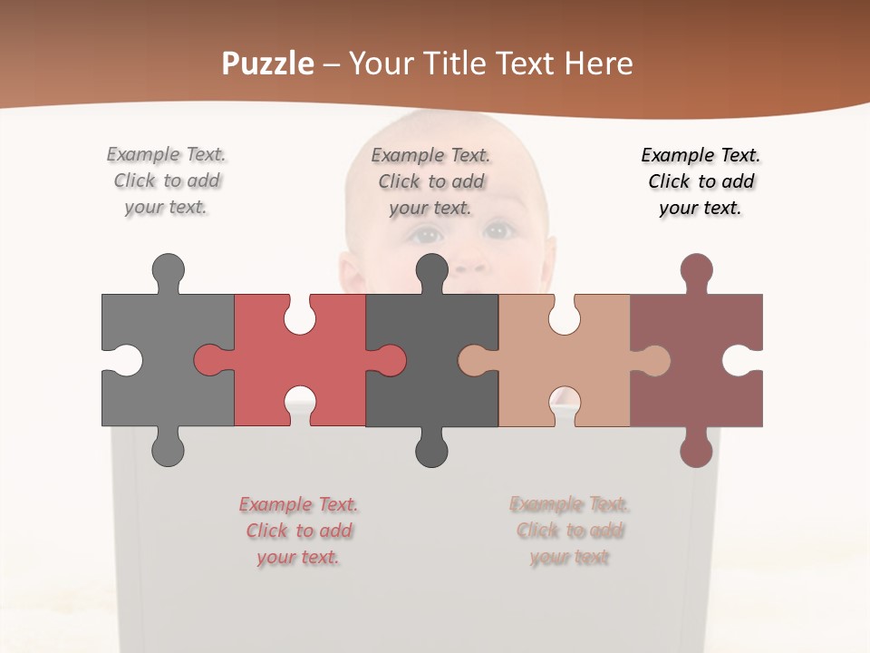 Baby Girl With Surprised Express Working On Laptop. Shot In Studio Over White. PowerPoint Template