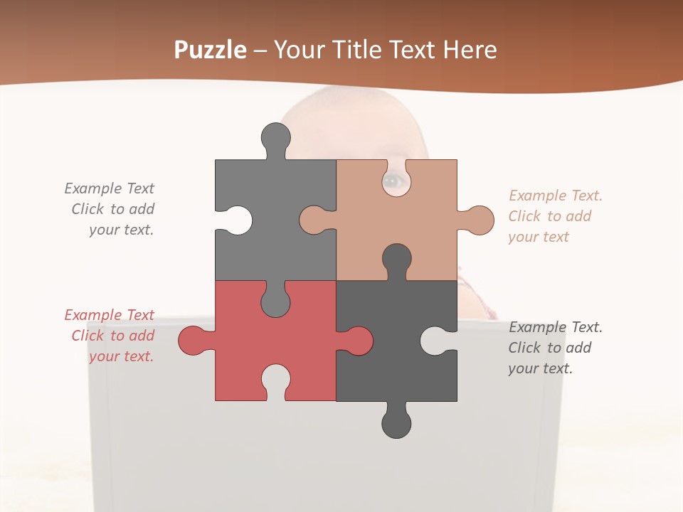 Baby Girl With Surprised Express Working On Laptop. Shot In Studio Over White. PowerPoint Template