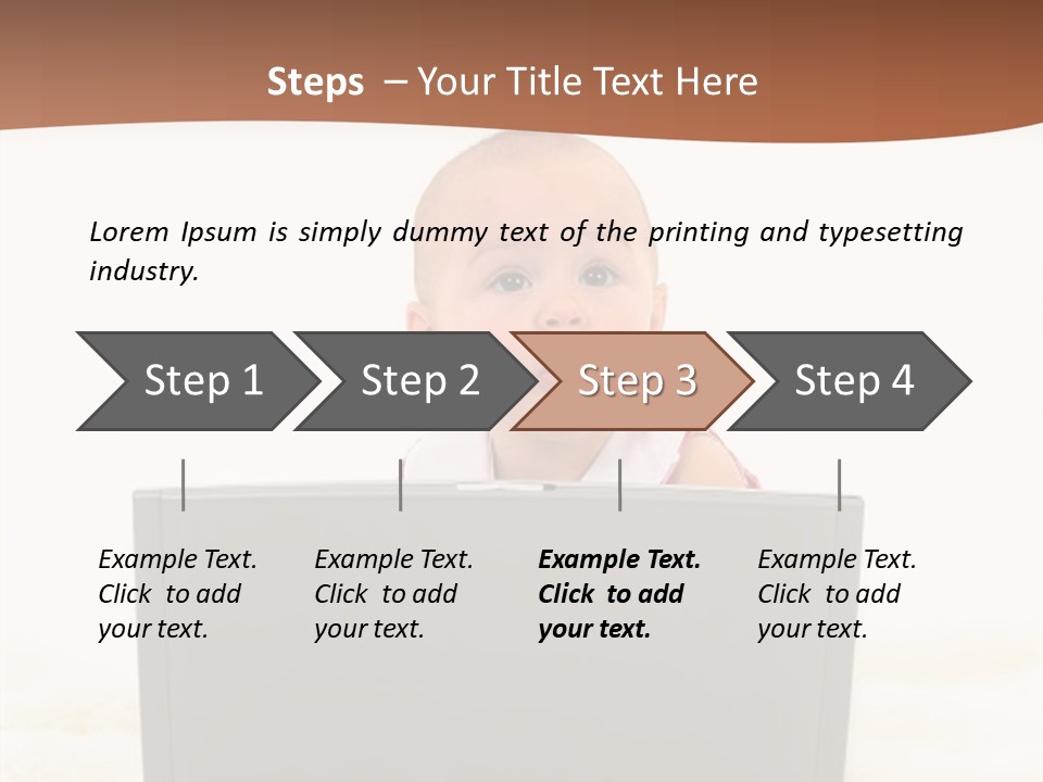 Baby Girl With Surprised Express Working On Laptop. Shot In Studio Over White. PowerPoint Template