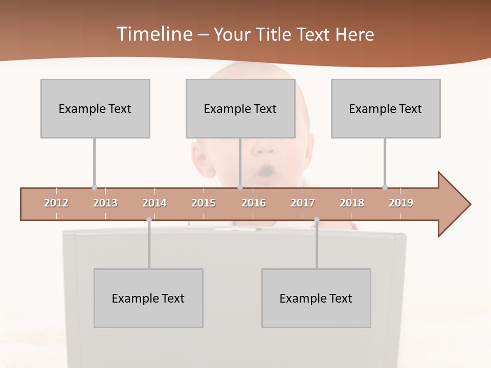 Baby Girl With Surprised Express Working On Laptop. Shot In Studio Over White. PowerPoint Template