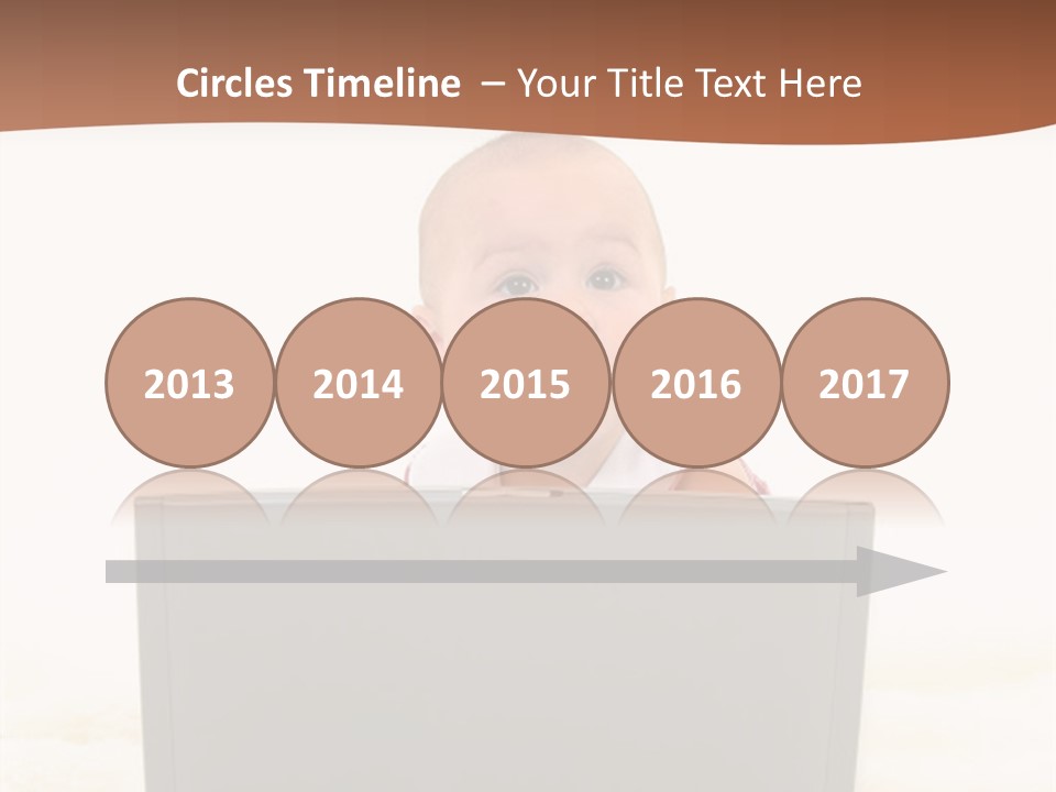 Baby Girl With Surprised Express Working On Laptop. Shot In Studio Over White. PowerPoint Template