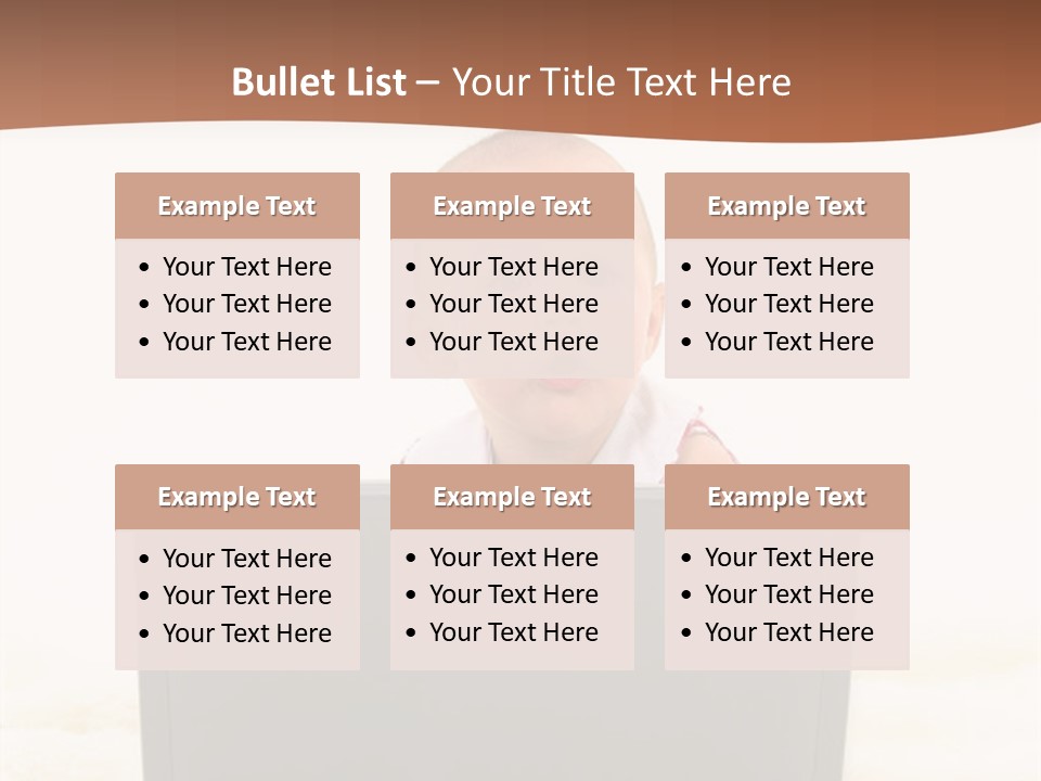 Baby Girl With Surprised Express Working On Laptop. Shot In Studio Over White. PowerPoint Template