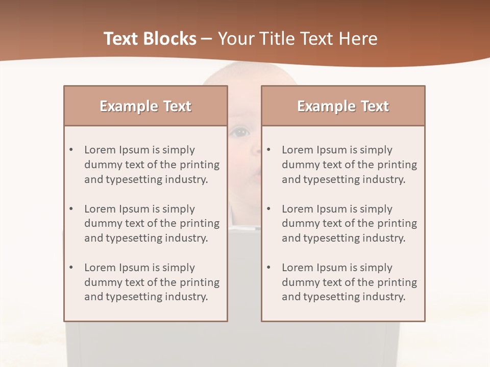 Baby Girl With Surprised Express Working On Laptop. Shot In Studio Over White. PowerPoint Template