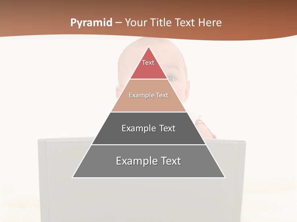 Baby Girl With Surprised Express Working On Laptop. Shot In Studio Over White. PowerPoint Template