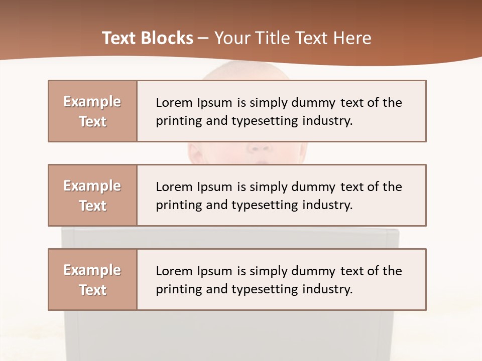 Baby Girl With Surprised Express Working On Laptop. Shot In Studio Over White. PowerPoint Template