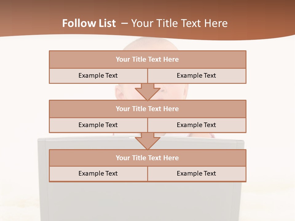 Baby Girl With Surprised Express Working On Laptop. Shot In Studio Over White. PowerPoint Template