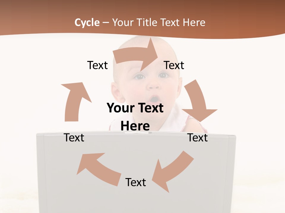 Baby Girl With Surprised Express Working On Laptop. Shot In Studio Over White. PowerPoint Template