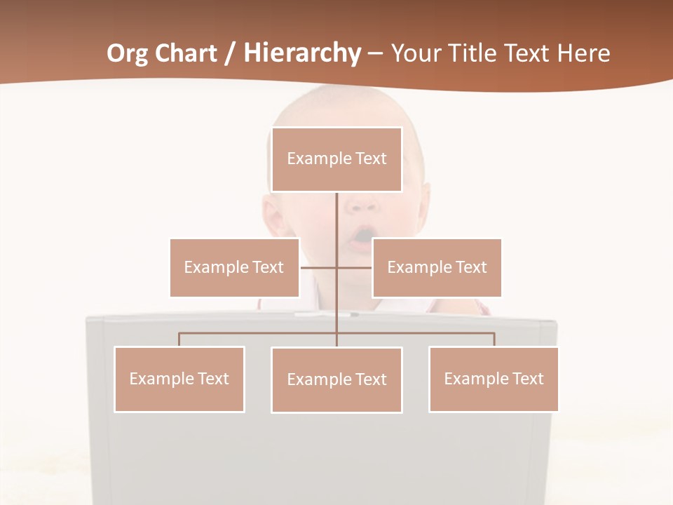 Baby Girl With Surprised Express Working On Laptop. Shot In Studio Over White. PowerPoint Template