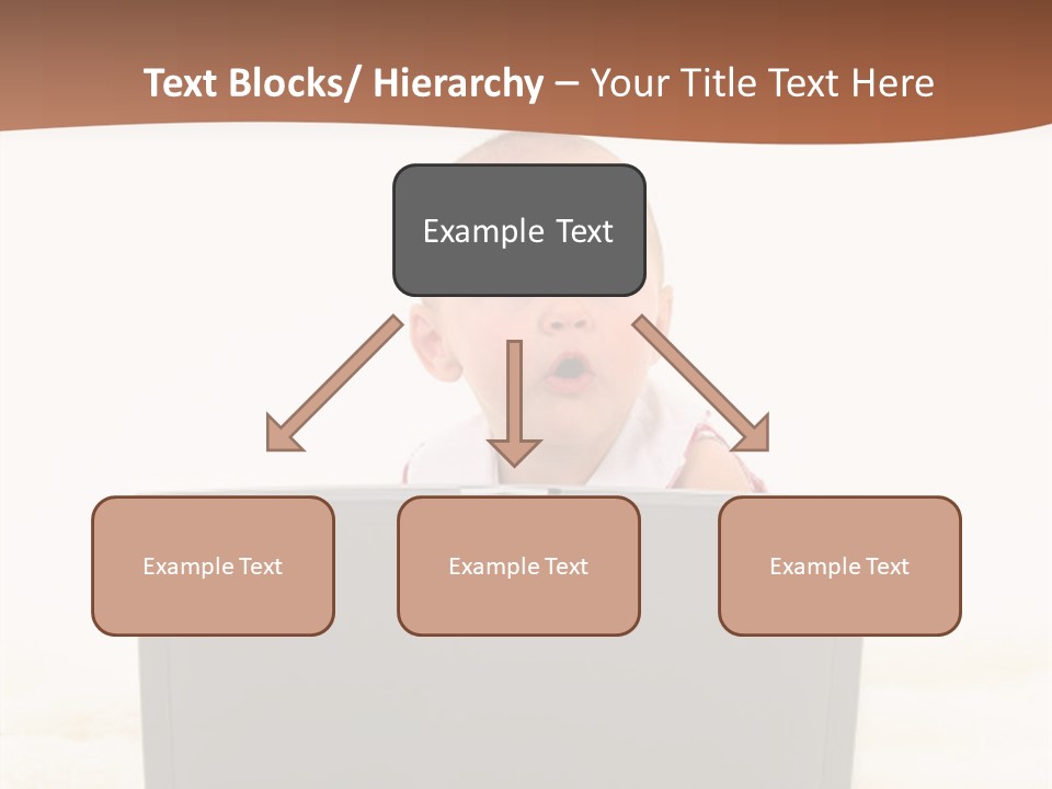 Baby Girl With Surprised Express Working On Laptop. Shot In Studio Over White. PowerPoint Template