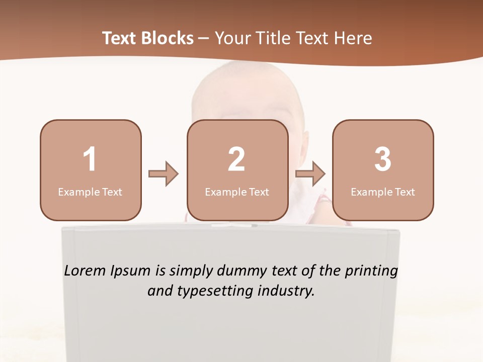 Baby Girl With Surprised Express Working On Laptop. Shot In Studio Over White. PowerPoint Template