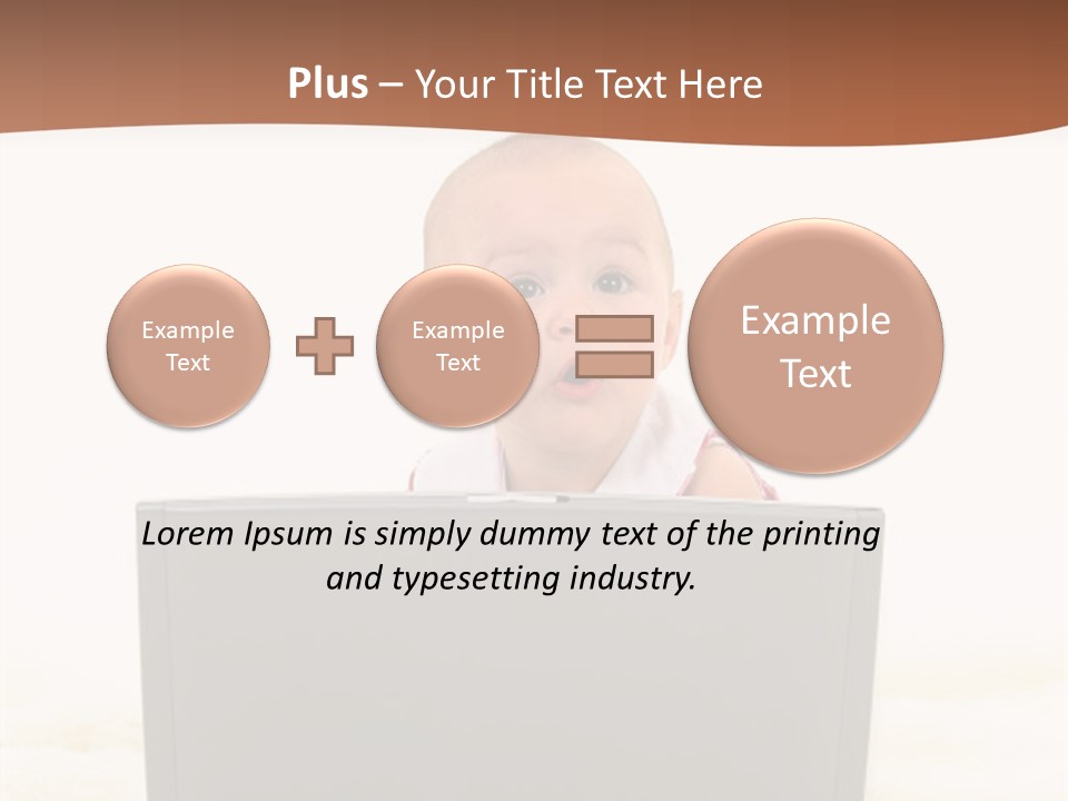 Baby Girl With Surprised Express Working On Laptop. Shot In Studio Over White. PowerPoint Template